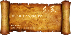 Orlik Benjamina névjegykártya